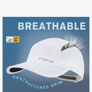 White Breathable Sports Hat with Curved Brim